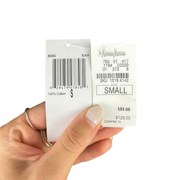 Neiman Marcus NWT Black Knit White Embroidered Strapless Tube Boho Maxi Dress - Picture 8 of 10